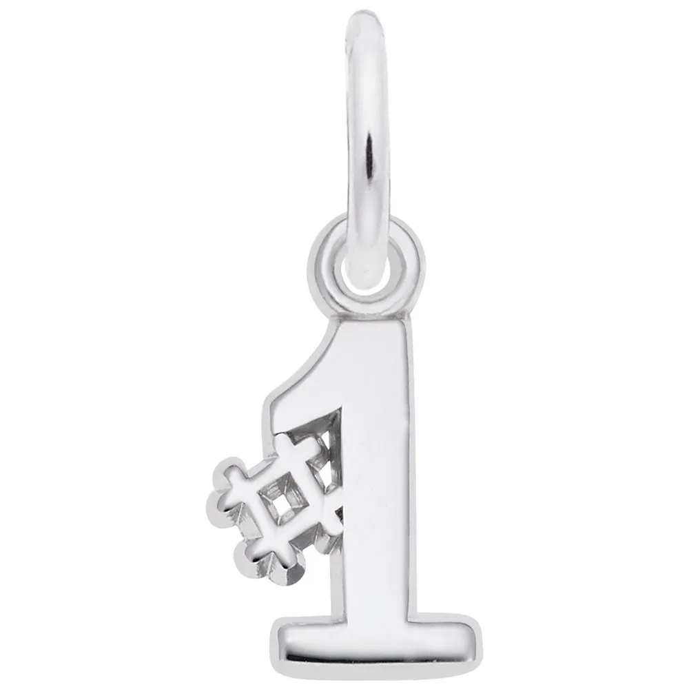#1 Charm In 14K White Gold