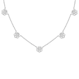 14K GOLD DIAMOND CHRISTIE FIVE FLOWER NECKLACE