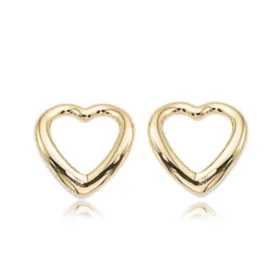 14k Gold Open Heart Stud Earrings