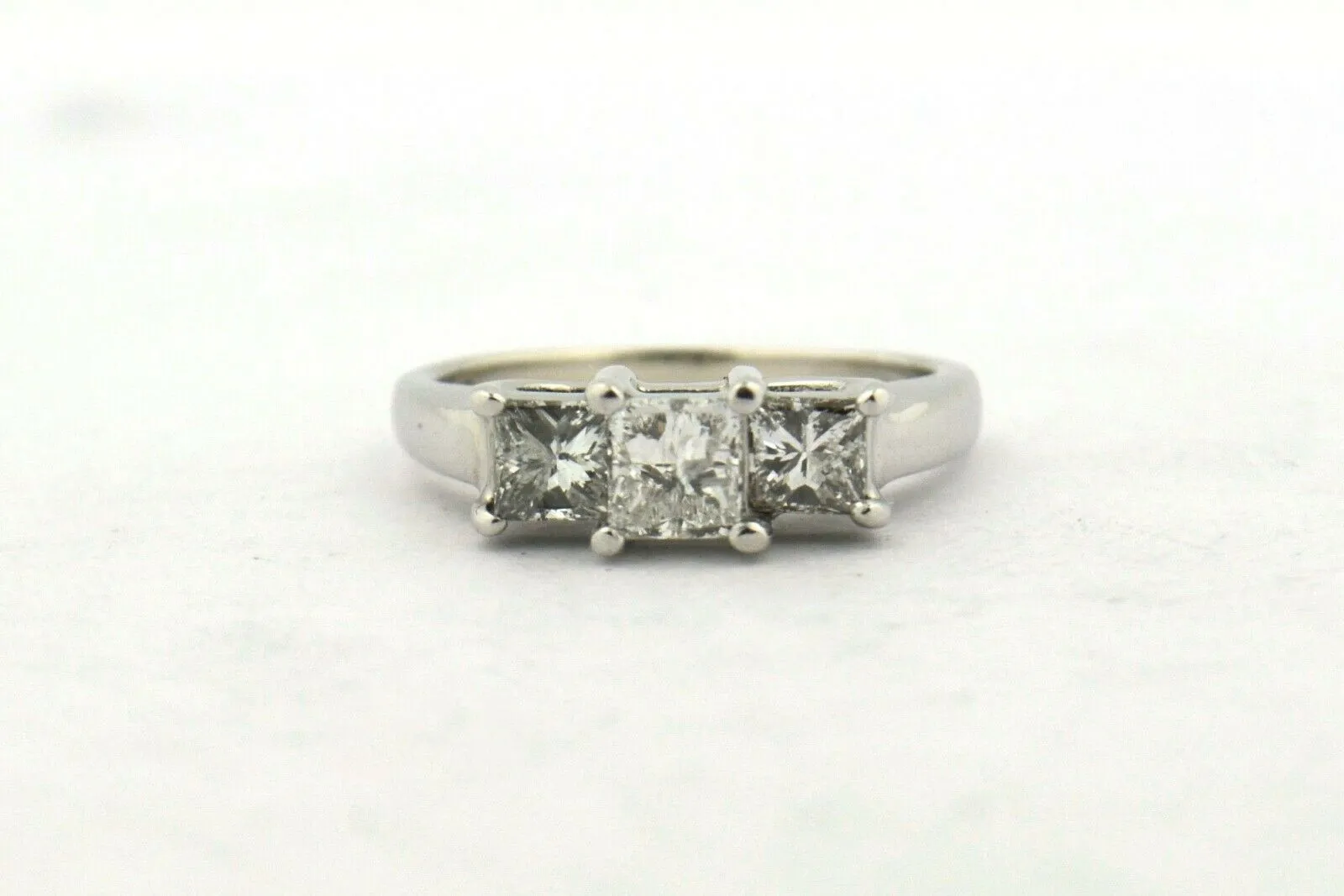14KW/Platinum 1CTTW Three Stone Princess Cut Diamond Engagement Ring SI2-I1 H-I