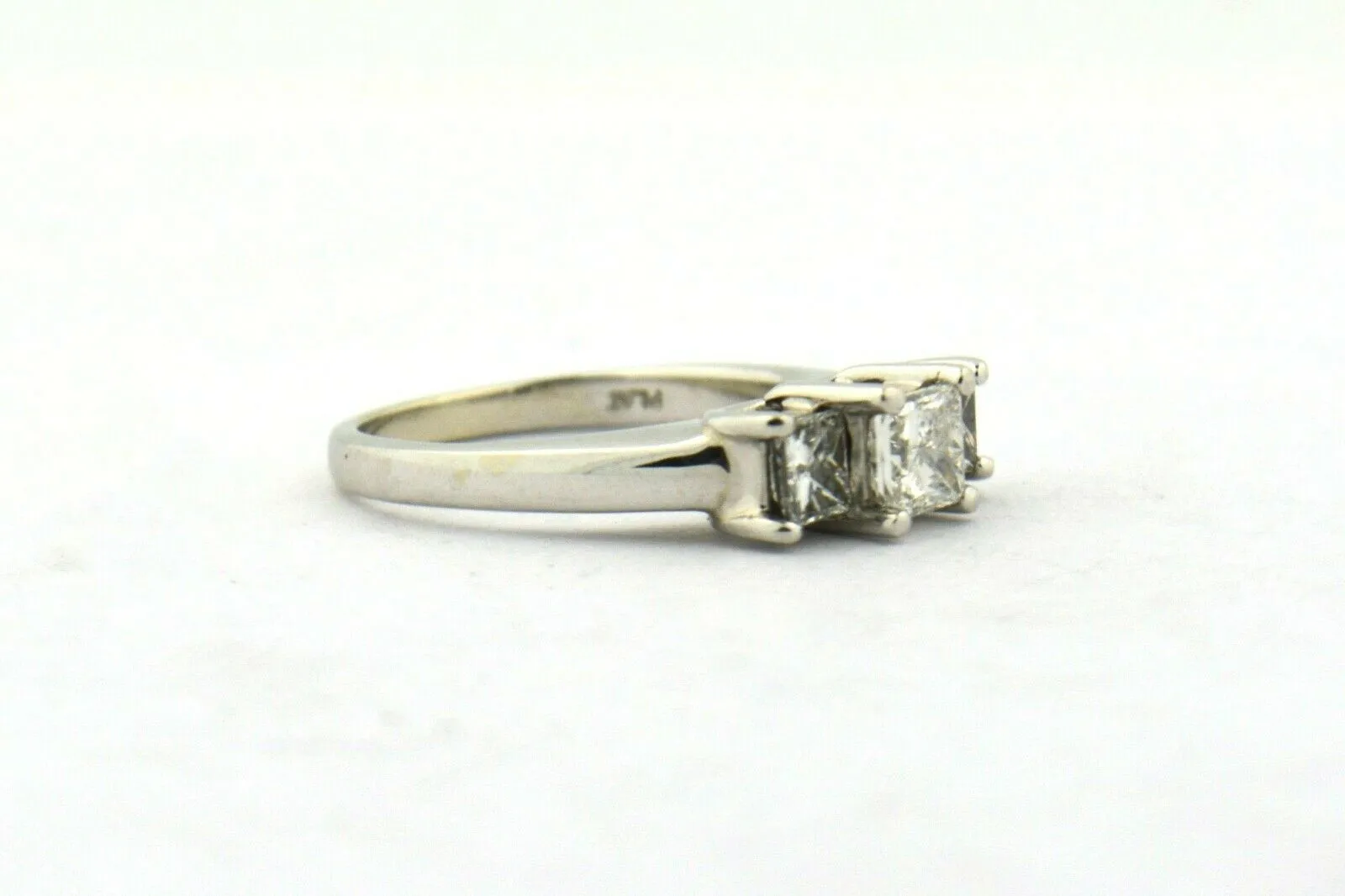 14KW/Platinum 1CTTW Three Stone Princess Cut Diamond Engagement Ring SI2-I1 H-I