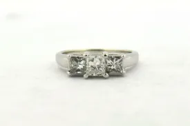 14KW/Platinum 1CTTW Three Stone Princess Cut Diamond Engagement Ring SI2-I1 H-I