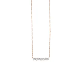 18 Karat Rose Gold Horizontal Necklace with White Diamond Baguettes