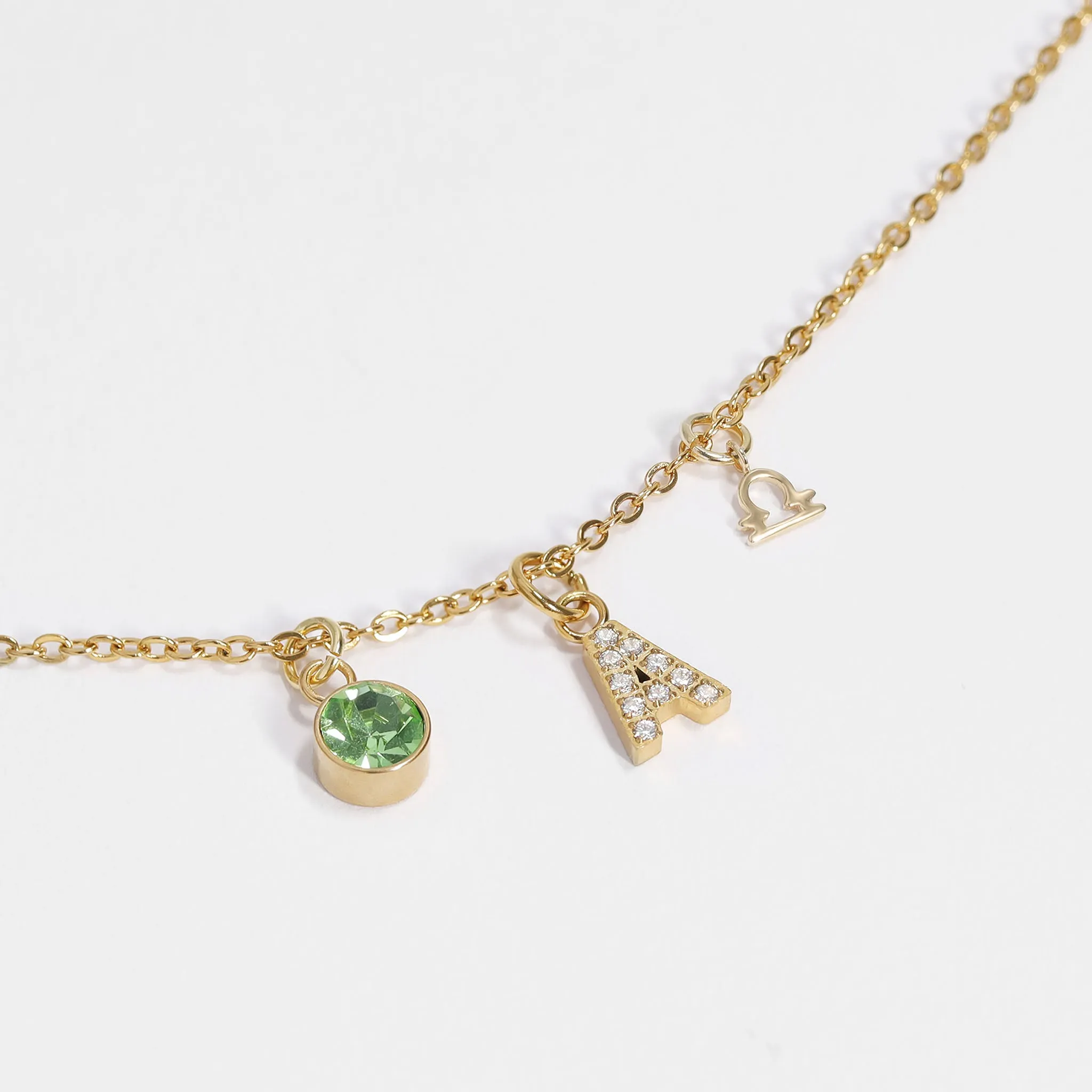 18k Gold PVD Cubic Zirconia Birthstone Charm / SBB0335
