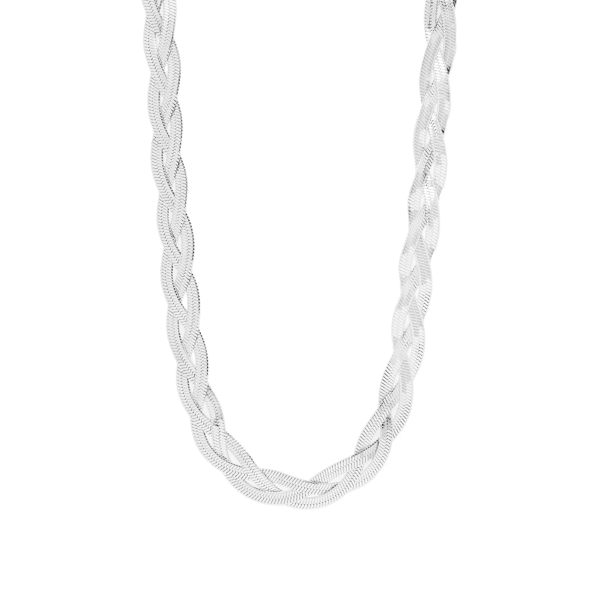 18K Gold PVD Stainless Steel Interwoven Herringbone Chain Necklace / CHN0021