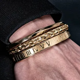 3pcs/set Luxury Roman Number 316L Men Bracelet, Simple Classic Stainless Steel Wristband Braiding Bangles, Type C twisted Bangle Men jewelry