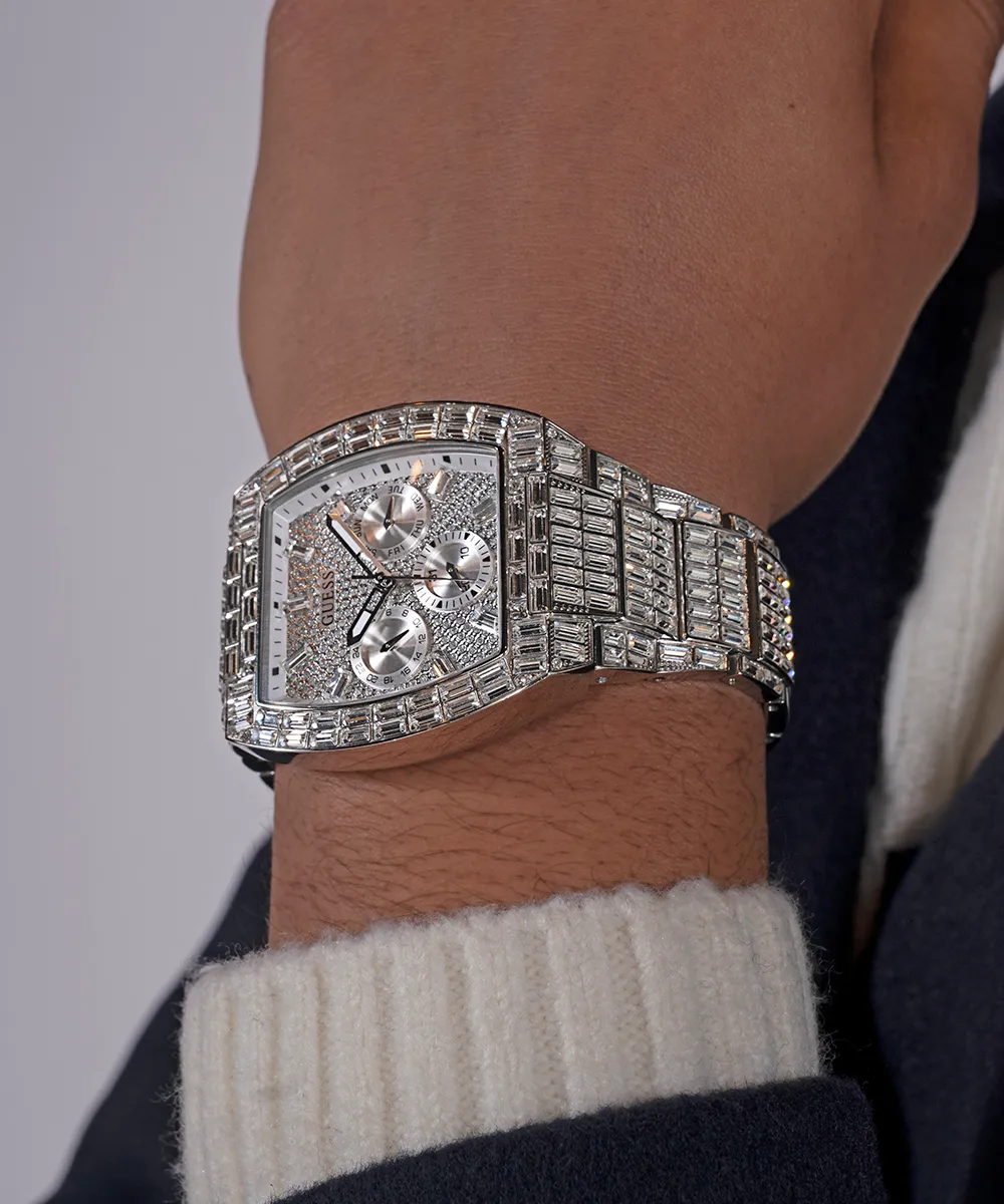 40th Anniversary Limited Edition GUESS Mens Silver Tone Multi-function Watch