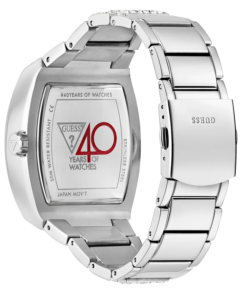 40th Anniversary Limited Edition GUESS Mens Silver Tone Multi-function Watch