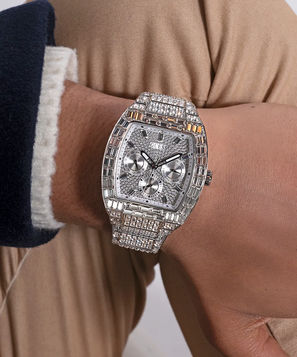 40th Anniversary Limited Edition GUESS Mens Silver Tone Multi-function Watch
