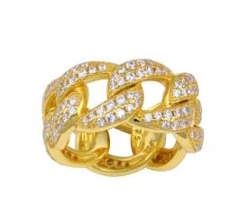 925 Gold Plated Curb Cuban Link Ring