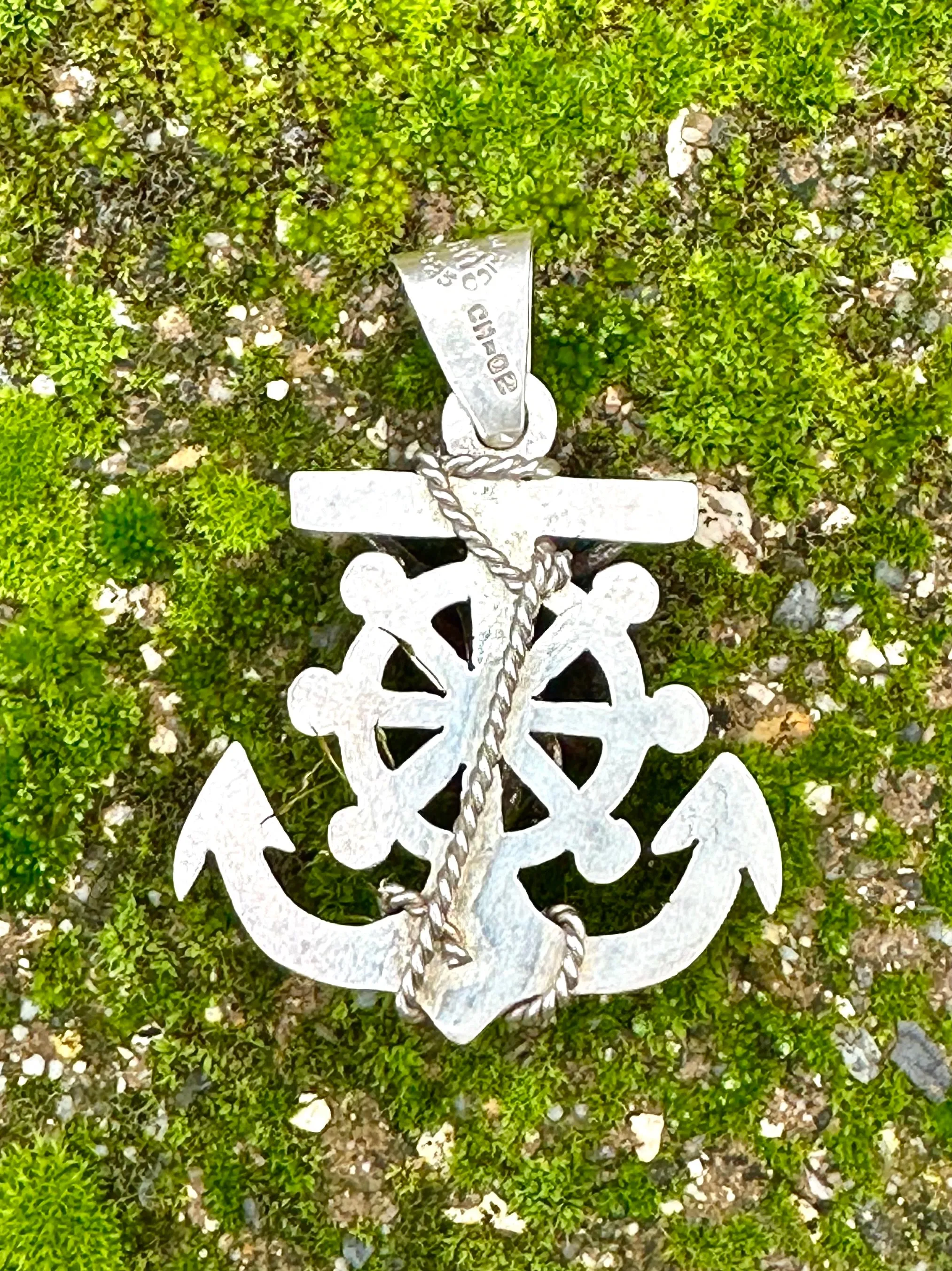 925 Sterling Silver Vintage Crucifix Cross Anchor Pendant CH-02 Made in Mexico