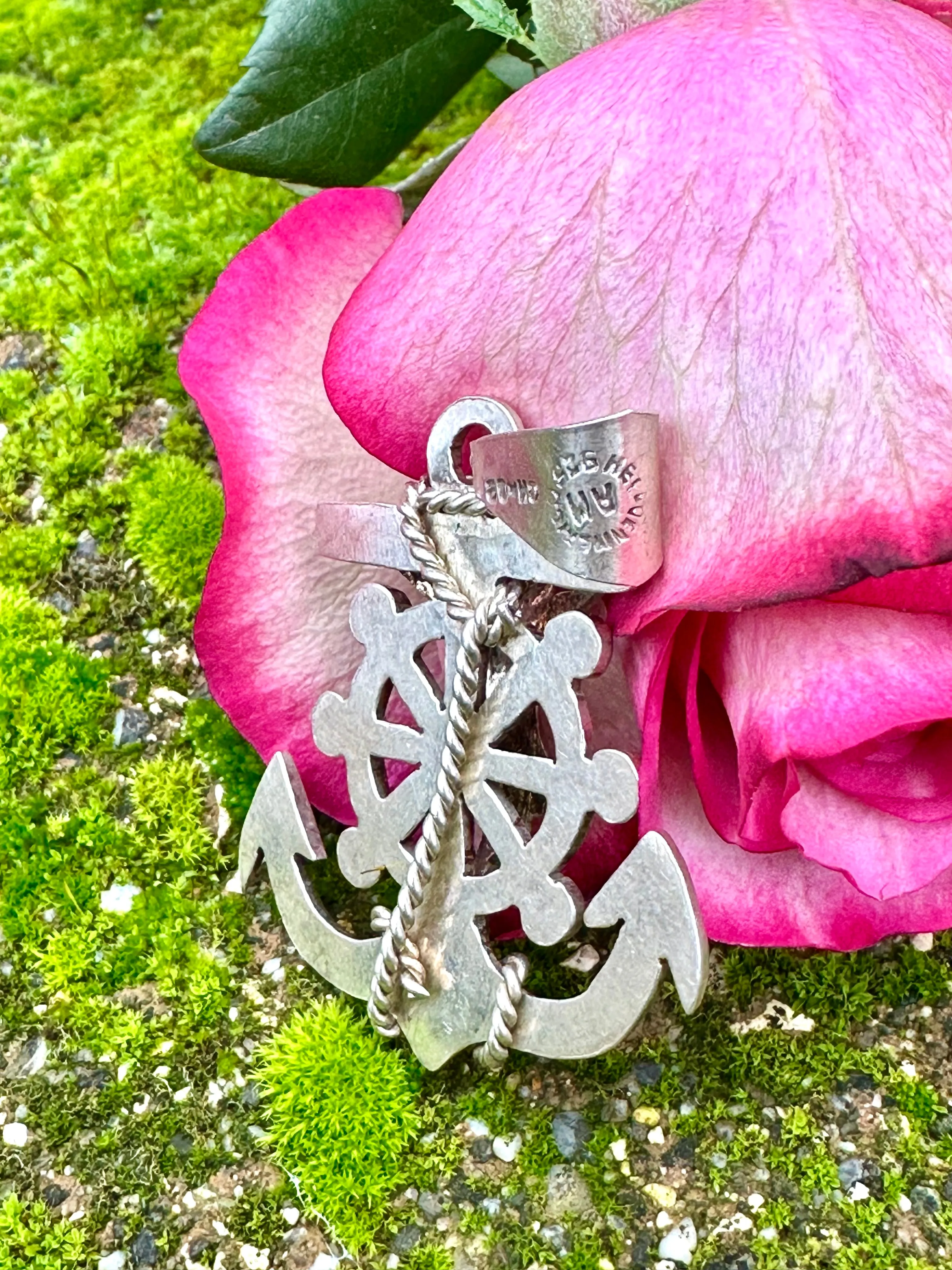925 Sterling Silver Vintage Crucifix Cross Anchor Pendant CH-02 Made in Mexico