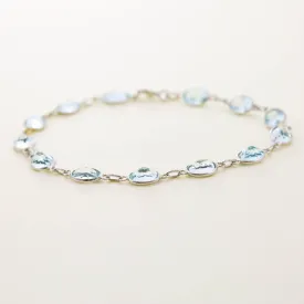 9ct White Gold Bezel Set Aquamarine Bracelet