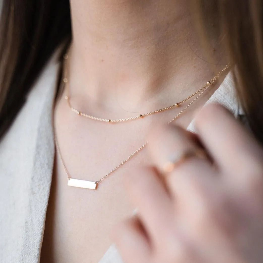 9kt Gold Bar Pendant Necklace
