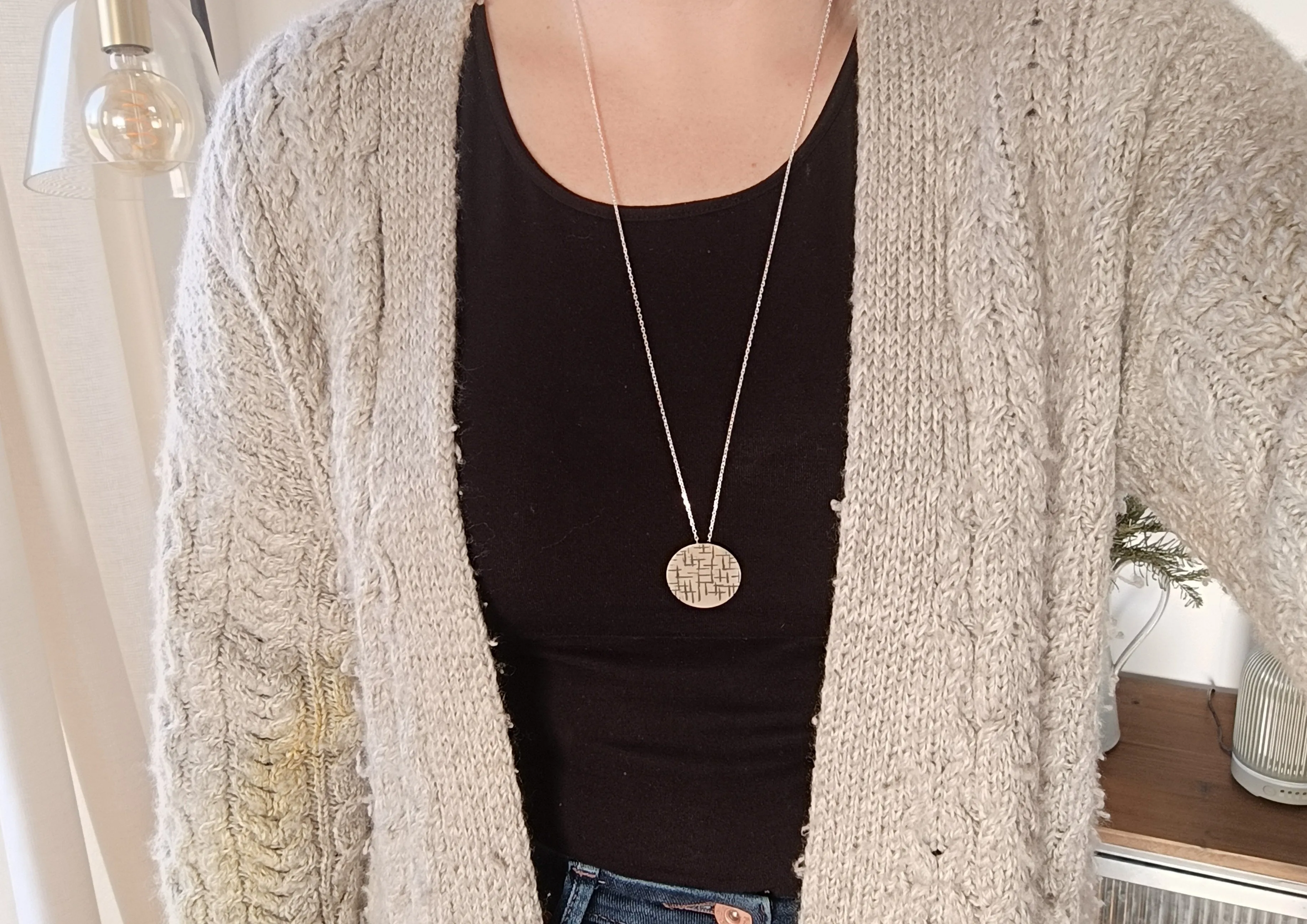 A Maze In Round on Long Silver Chain