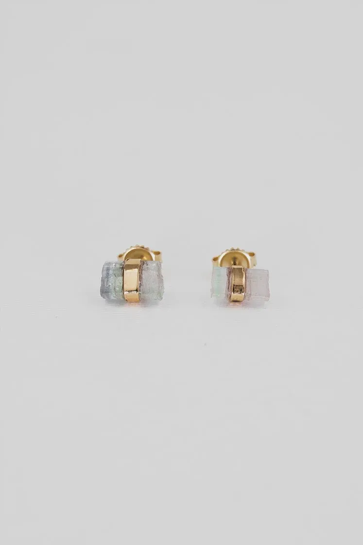Banded Crystal Studs - Tourmaline - 14k