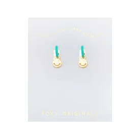 Be Happy Earrings | Huggie Hoops