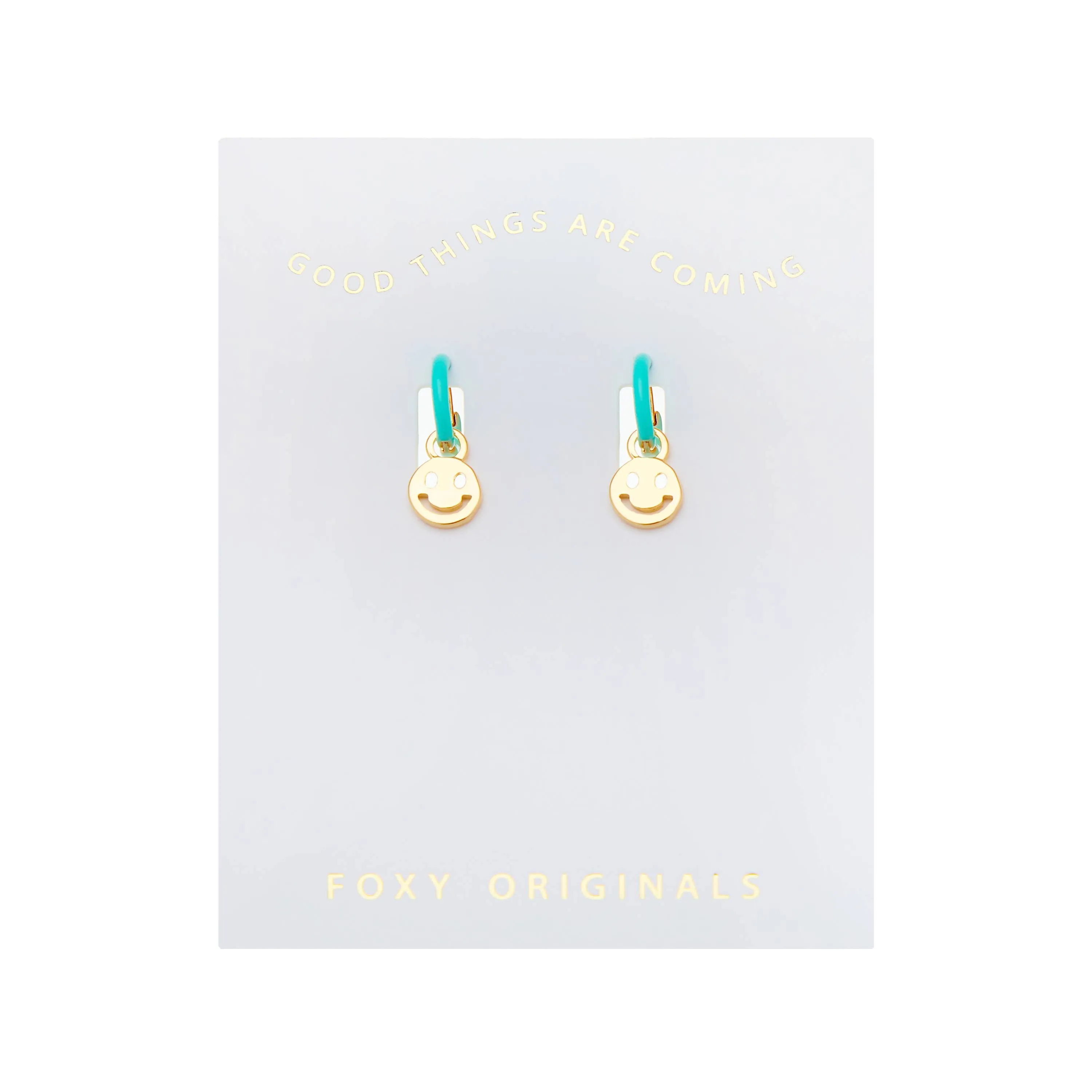 Be Happy Earrings | Huggie Hoops