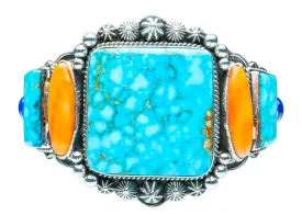 Birdseye Kingman Turquoise, Spiny Oyster Shell & Lapis Bracelet | Aaron Toadlena