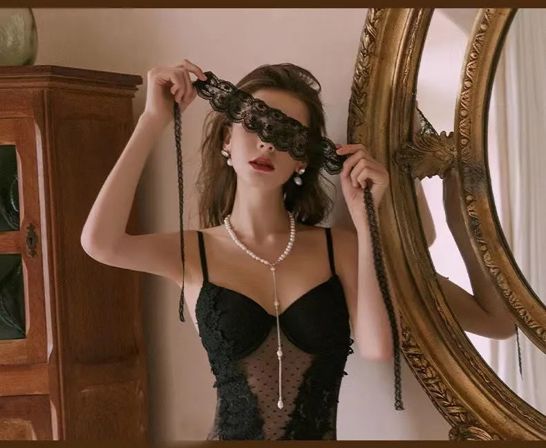 Black Lace Lace Mysterious Eye Mask