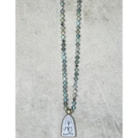 Buddha 52 Necklace in African Turq