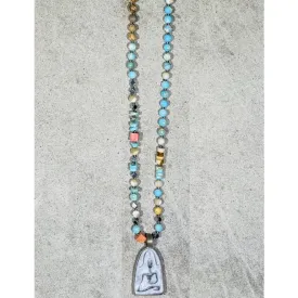 Buddha 52 Necklace in Turq Mix