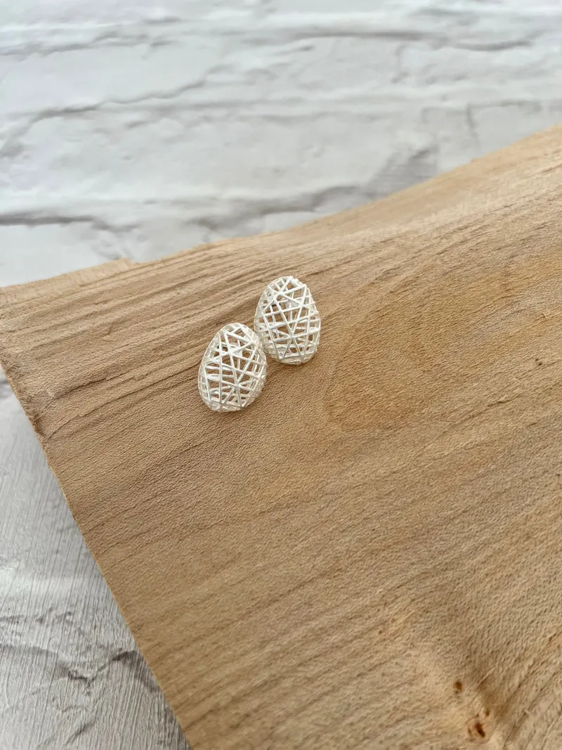 Cage Style Earrings Silver