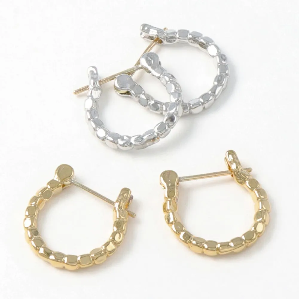 Chain Hoop 18K Gold Post Earrings