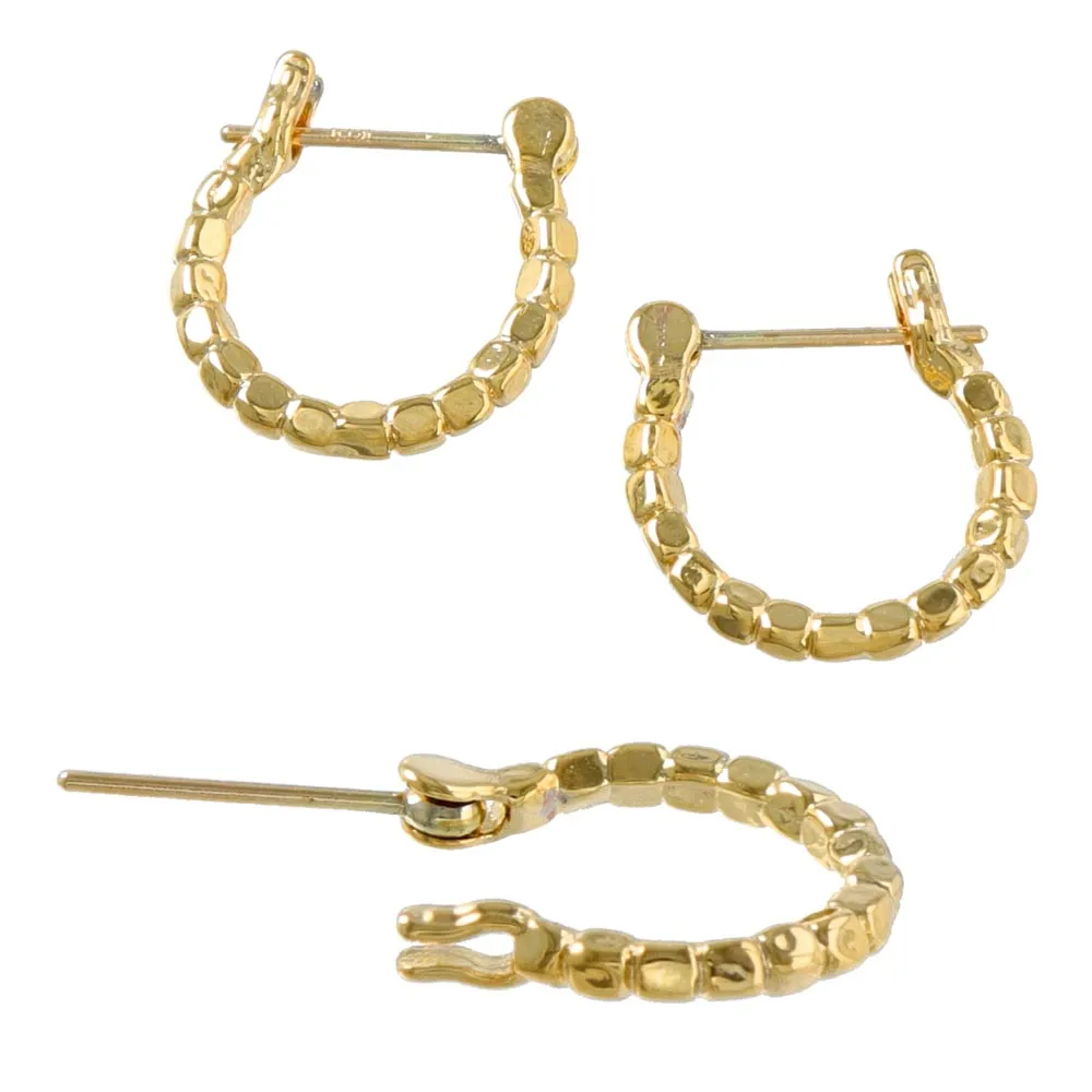 Chain Hoop 18K Gold Post Earrings