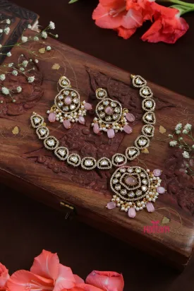 Charvi -  American Diamond Pink Short Necklace