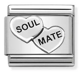 Classic OXIDIZED S/steel & sterling silver SOUL MATE hearts