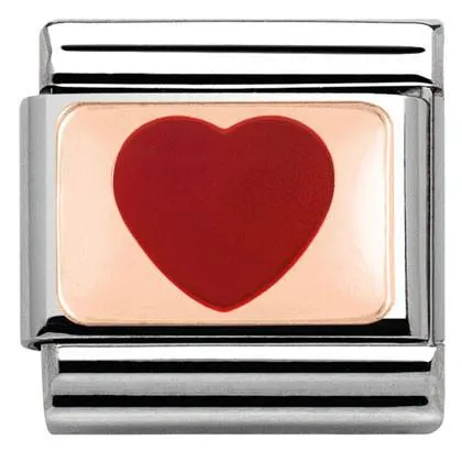 Classic PLATES,S/Steel, Bonded Rose Gold,enamel Red Heart   430201/14