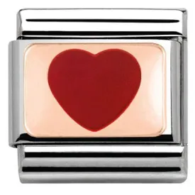 Classic PLATES,S/Steel, Bonded Rose Gold,enamel Red Heart   430201/14