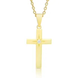 Cross Necklace with CZ - Gold