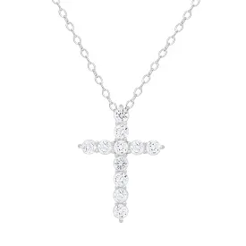 CZ Cross Necklace in Sterling Silver