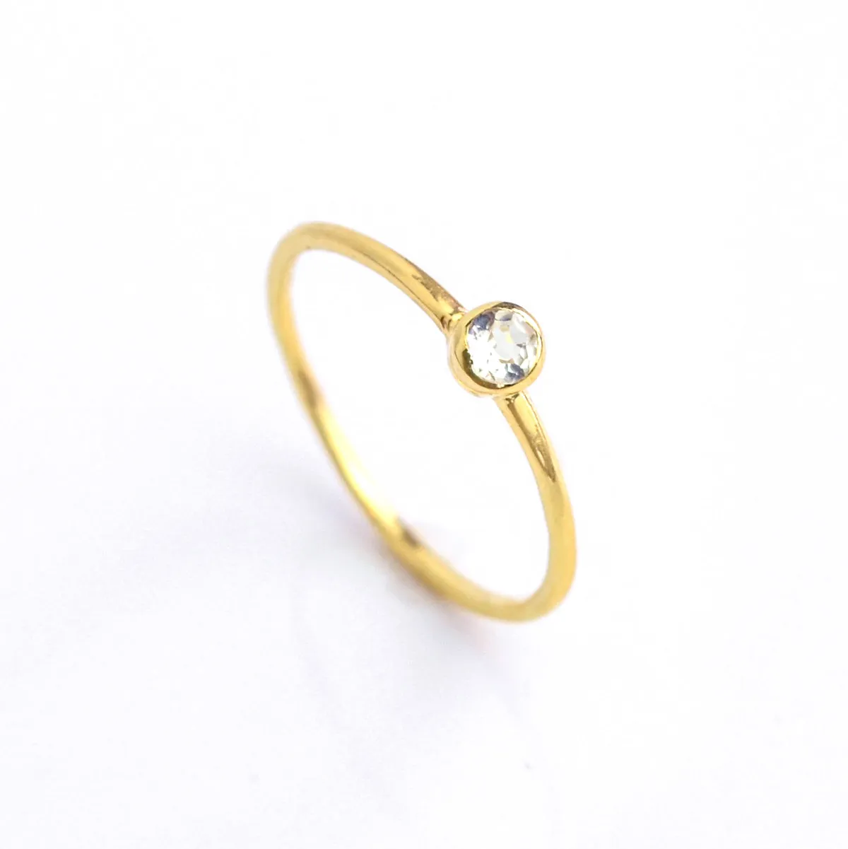 Dainty Stackable Clear Quartz Ring : April Birthstone
