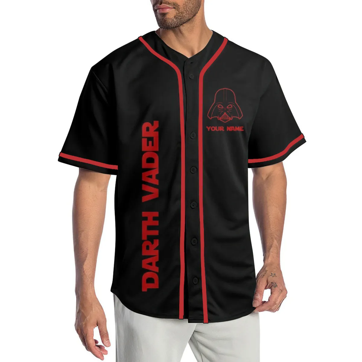 Darth Vader Lightsaber Black Red Baseball Jersey