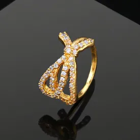 Estele Gold Plated CZ Knot Designer Finger Ring for Women