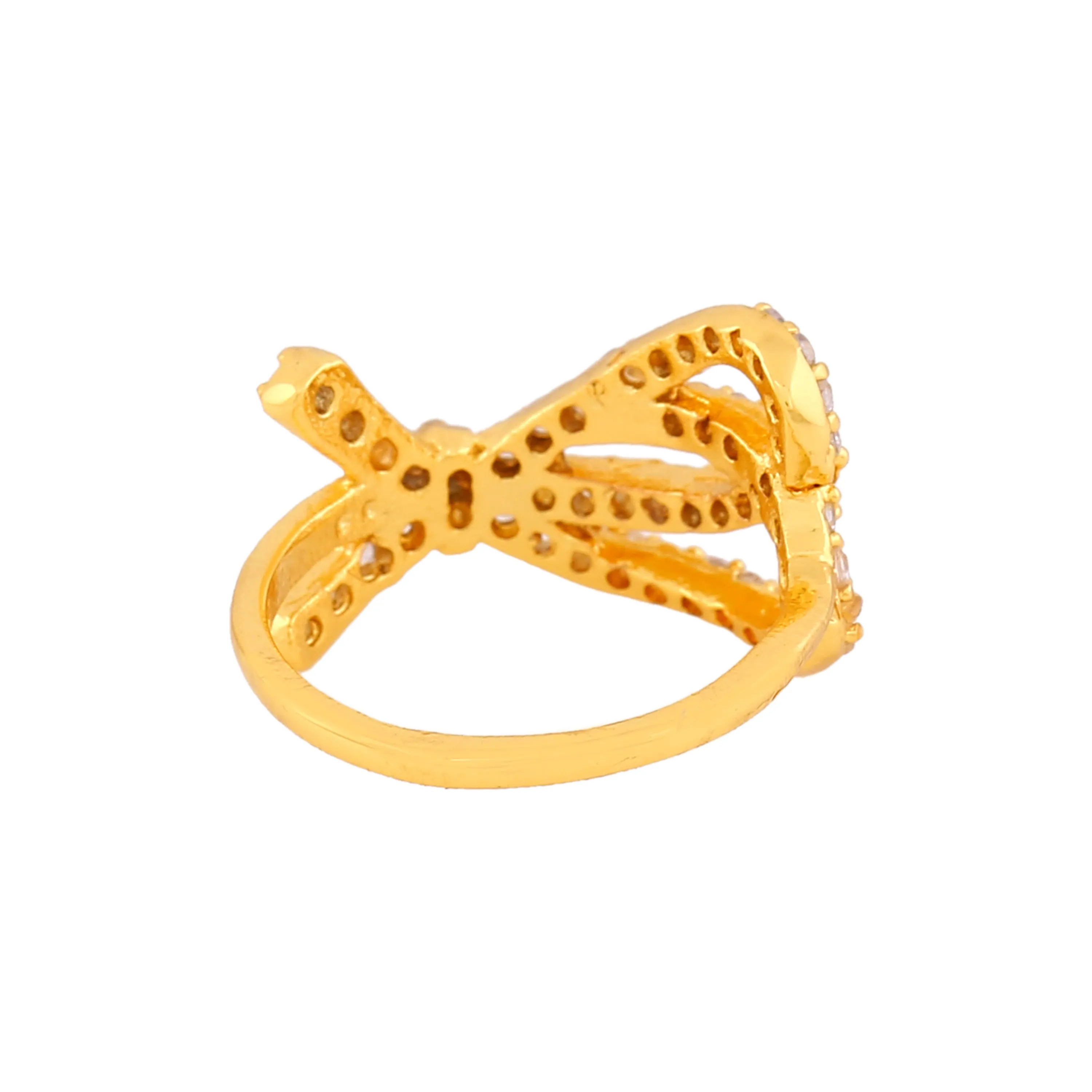 Estele Gold Plated CZ Knot Designer Finger Ring for Women
