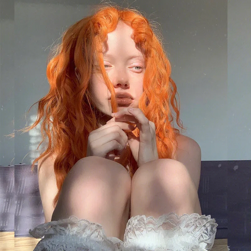Halloween Retro Dirty Orange Lazy Curly Realistic Long Wig