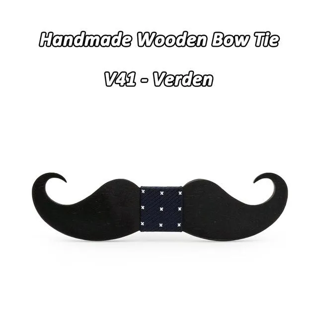 Handmade Mustache Wooden Bow Tie