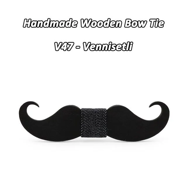 Handmade Mustache Wooden Bow Tie