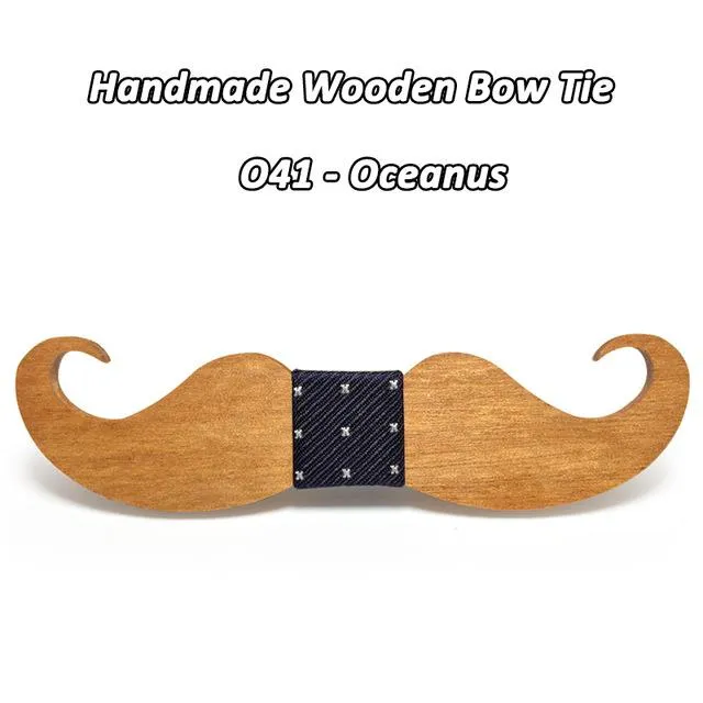 Handmade Mustache Wooden Bow Tie