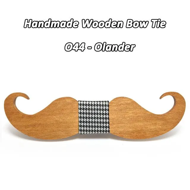 Handmade Mustache Wooden Bow Tie