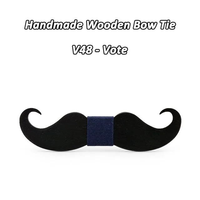 Handmade Mustache Wooden Bow Tie