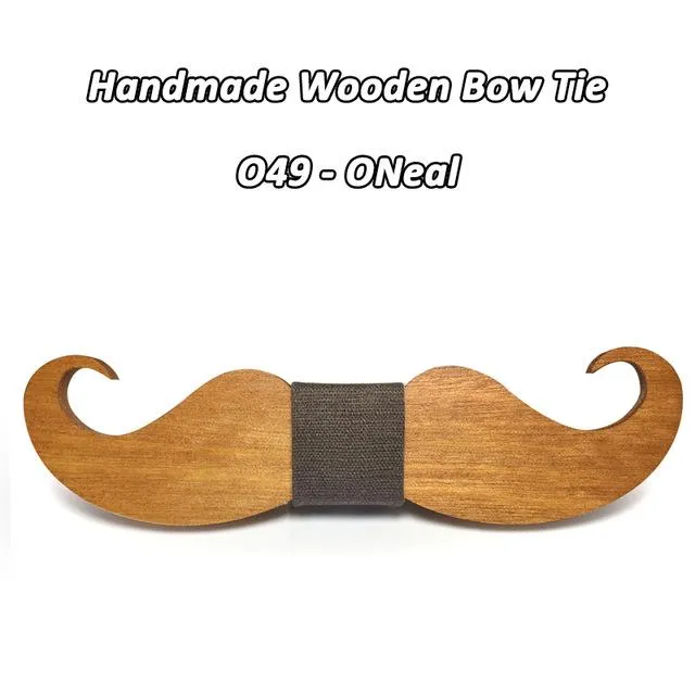 Handmade Mustache Wooden Bow Tie