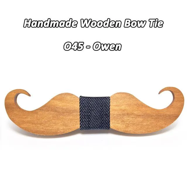 Handmade Mustache Wooden Bow Tie