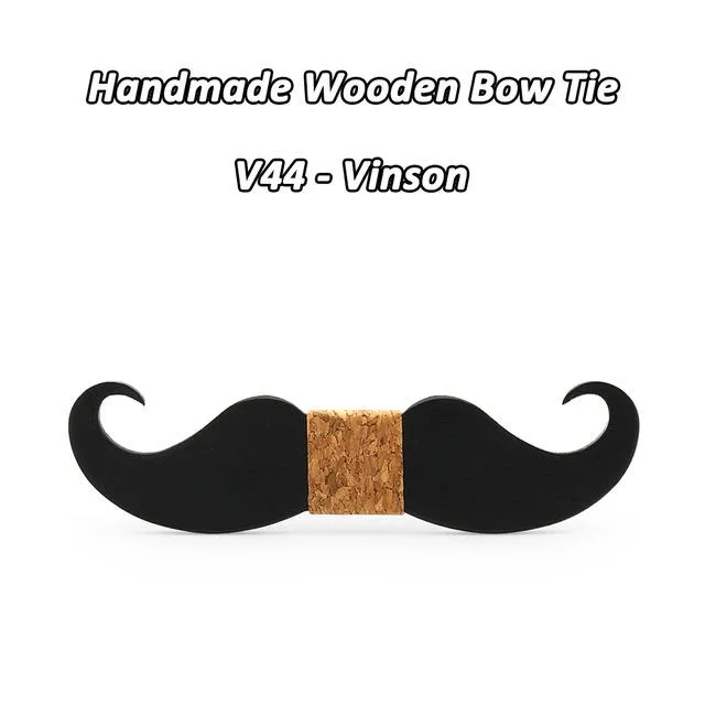 Handmade Mustache Wooden Bow Tie