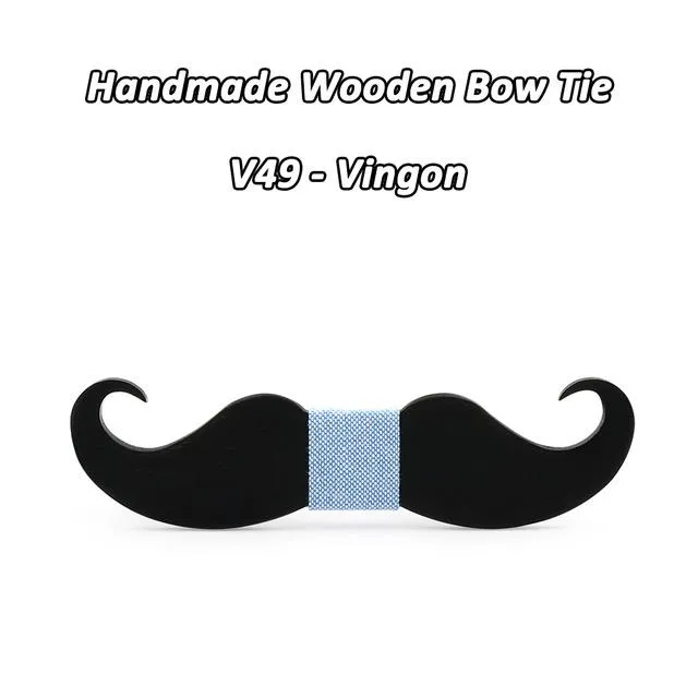 Handmade Mustache Wooden Bow Tie