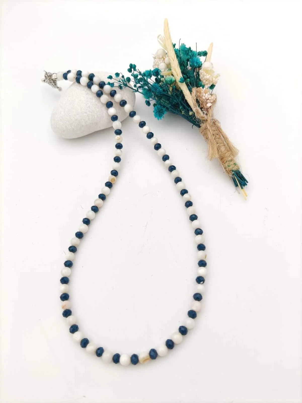Healing Necklace Mother of Pearl and Czech Crystal